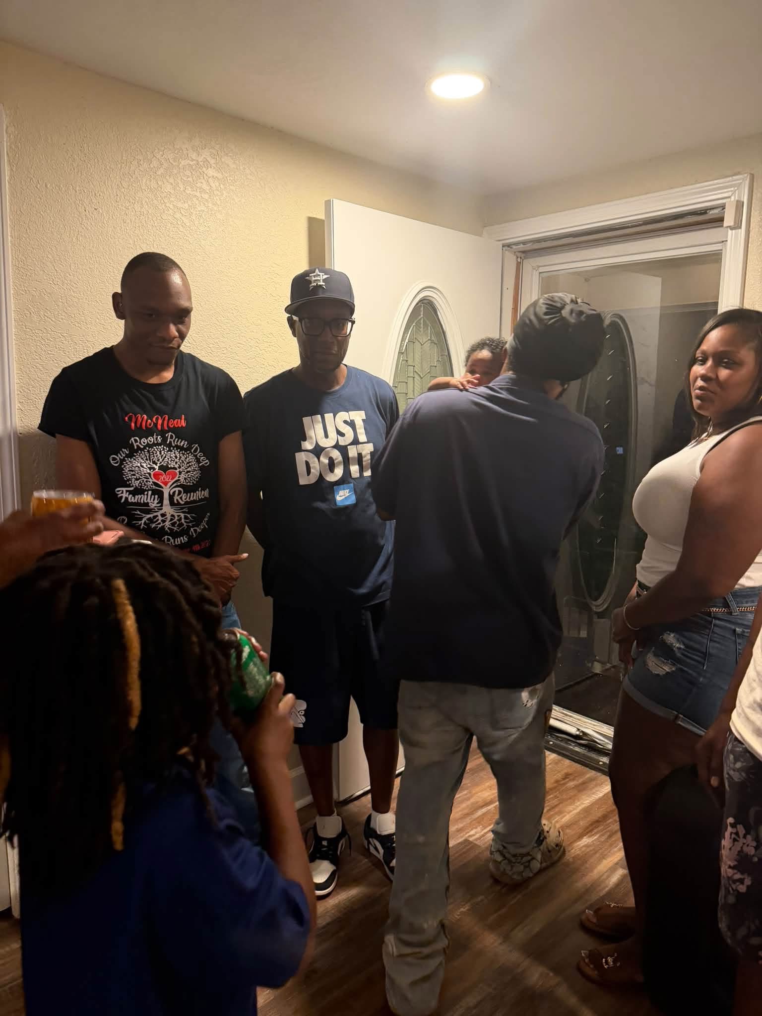 Family visiting together at the reunion house